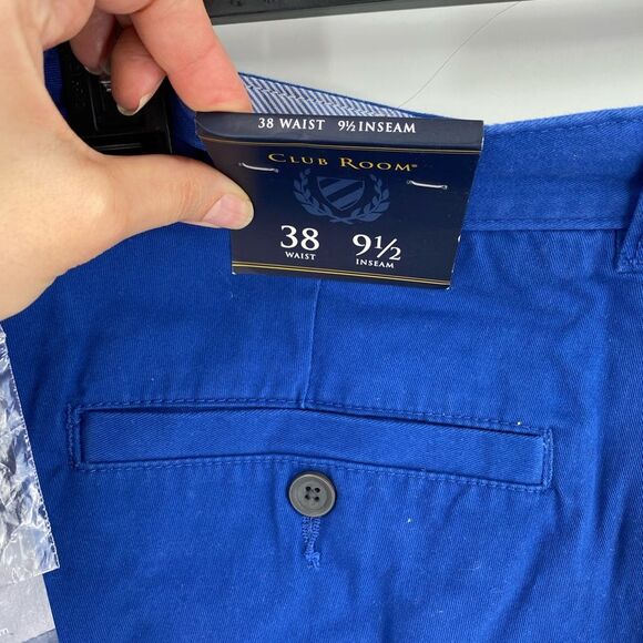 Club Room Blue Flat Front Shorts 9.5” Inseam 38 Waist - Picture 3 of 3